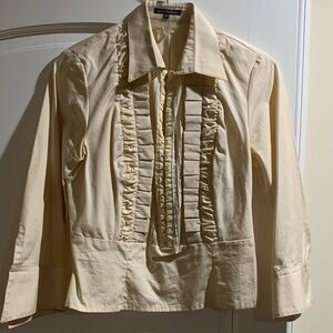 Amaya Arzuaga Vintage Cream Ruffled Women's Top size 42